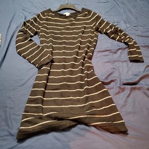 BOGO Ann Taylor Loft Black and Gold Striped Sweater Dress